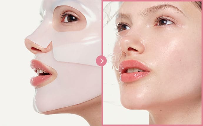 Before and after using the Biodance Bio Collagen Real Deep Mask