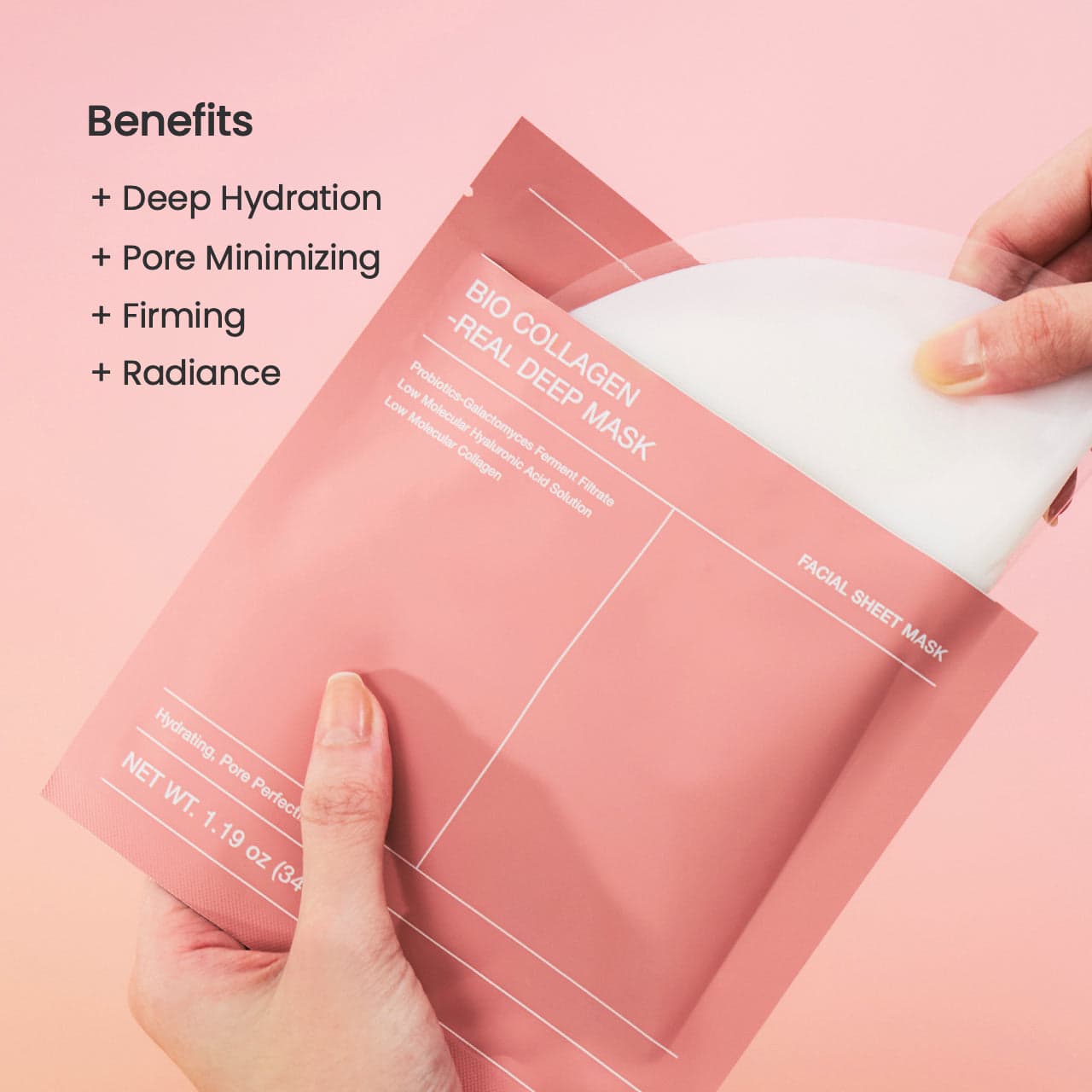 Benefits: deep hydration, pore minimizing, firming and radiance